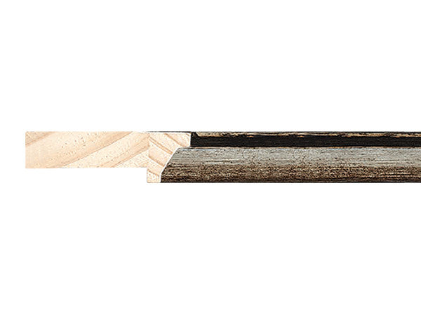 Fotiou Wood Moulding - DISTRESSED BLACK STAIN  W/ SILVER  1 3/8" DEPTH