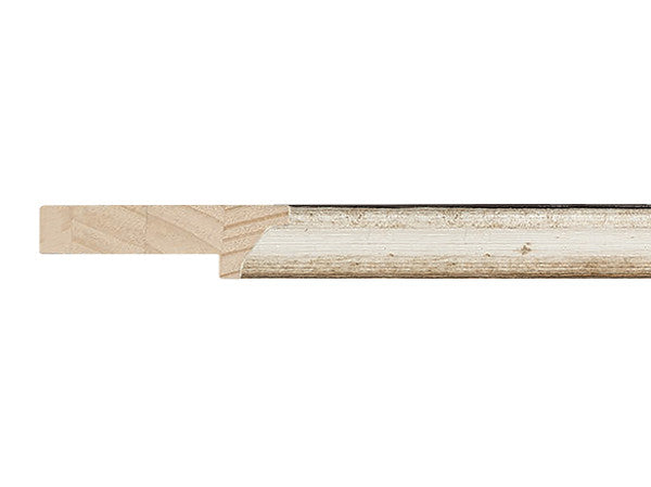 Fotiou Wood Moulding - DISTRESSED SILVER LEAF W/ BROWN WASH  1 3/8" DEPTH