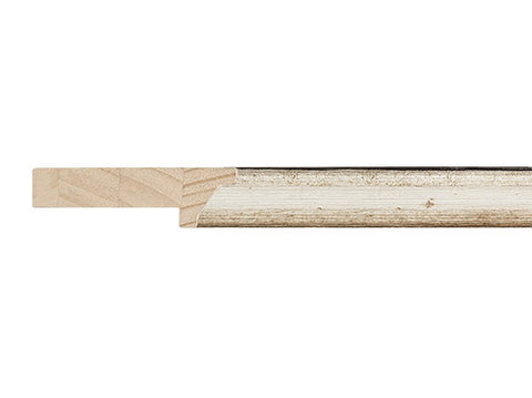 Fotiou Wood Moulding - DISTRESSED SILVER LEAF W/ BROWN WASH  1 3/8" DEPTH