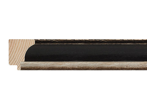 Fotiou Wood Moulding - DISTRESSED BLACK STAIN  W/ SILVER  