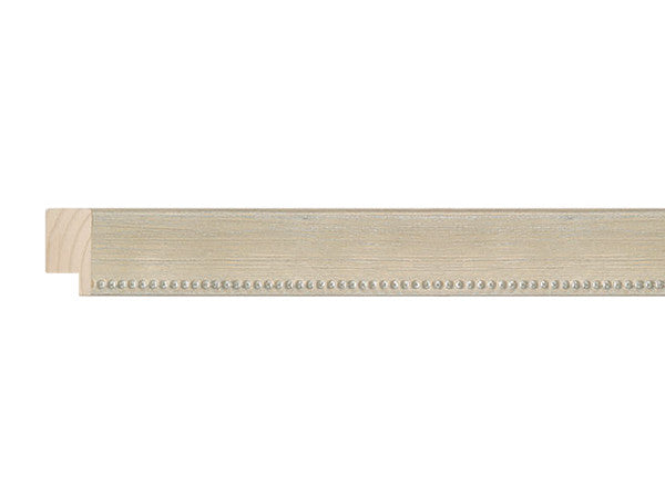 Fotiou Wood Moulding - SCRATCHED IVORY W/ SILVER BEADS