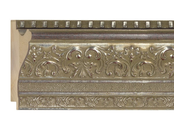 Gemini Wood Moulding - ANTIQUE SILVER ORNATE W/RED