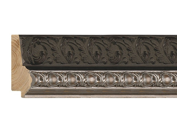 Gemini Wood Moulding - BLACK W SILVER ORNATE